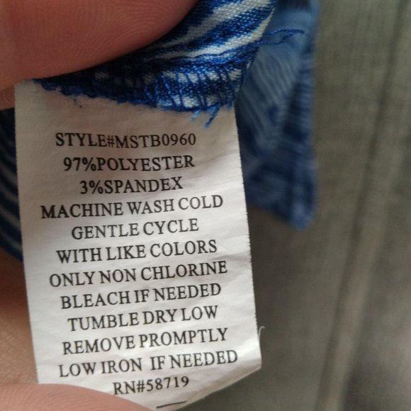 NOTATIONS blue white v neck button up shirt blouse SZ XL - Picture 7 of 11